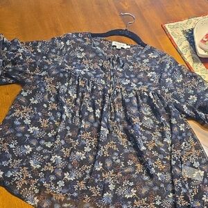 Floral Blue Womens Top